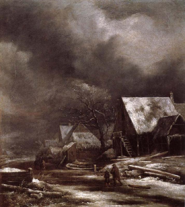 Jacob van Ruisdael Village in Winter France oil painting art